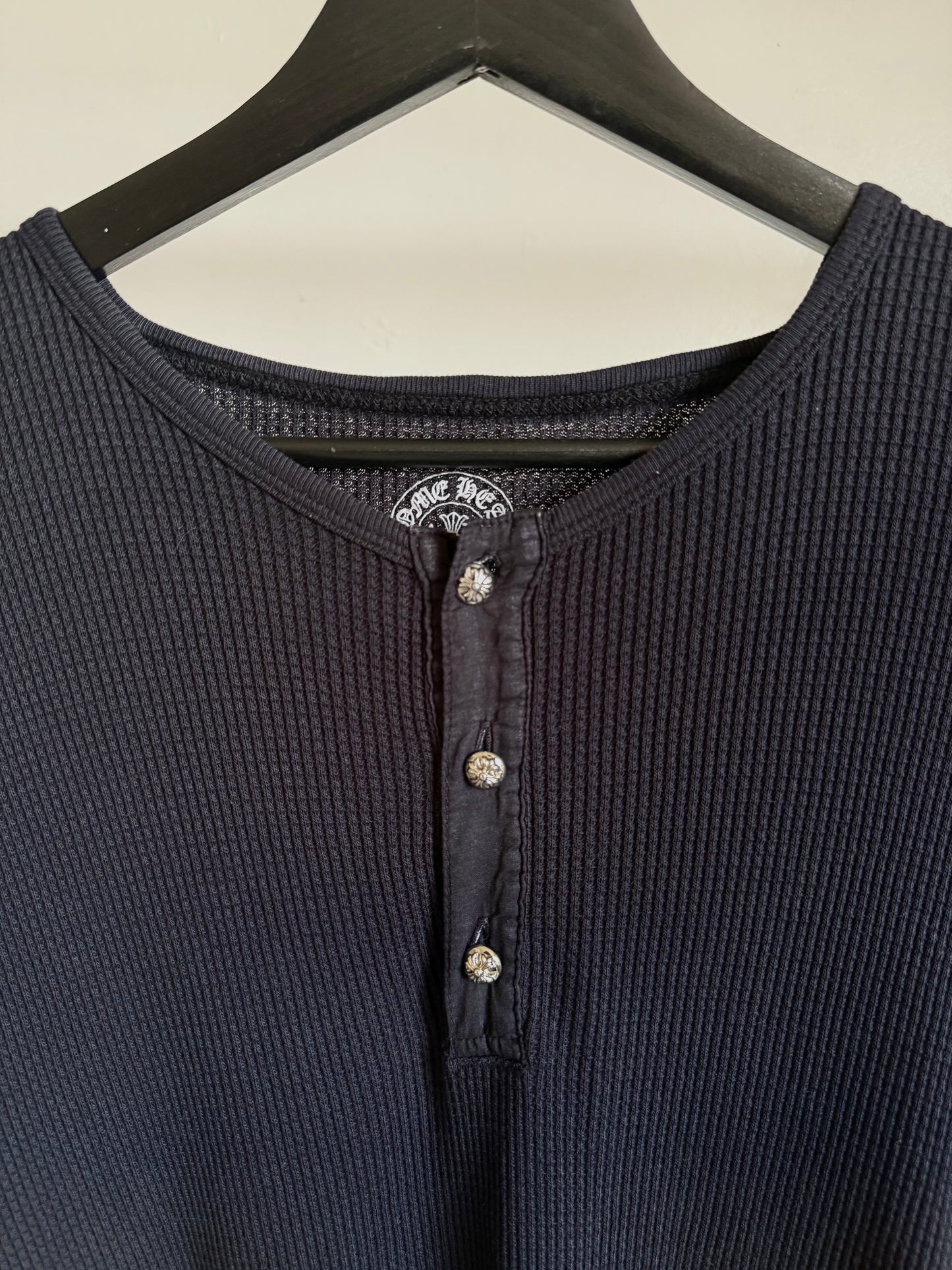 Chrome Hearts Rhodium Cross Plus Button Up Thermal Henley