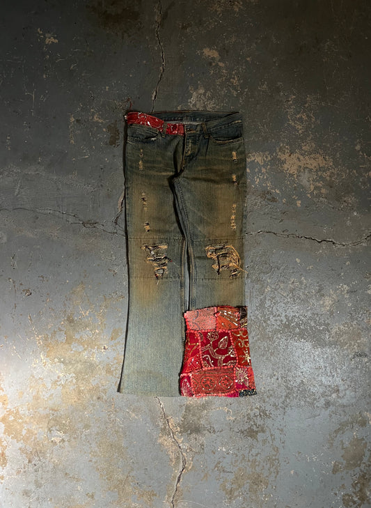 IFSIXWASNINE Ethnic Mud Max Pierced Flare Jeans