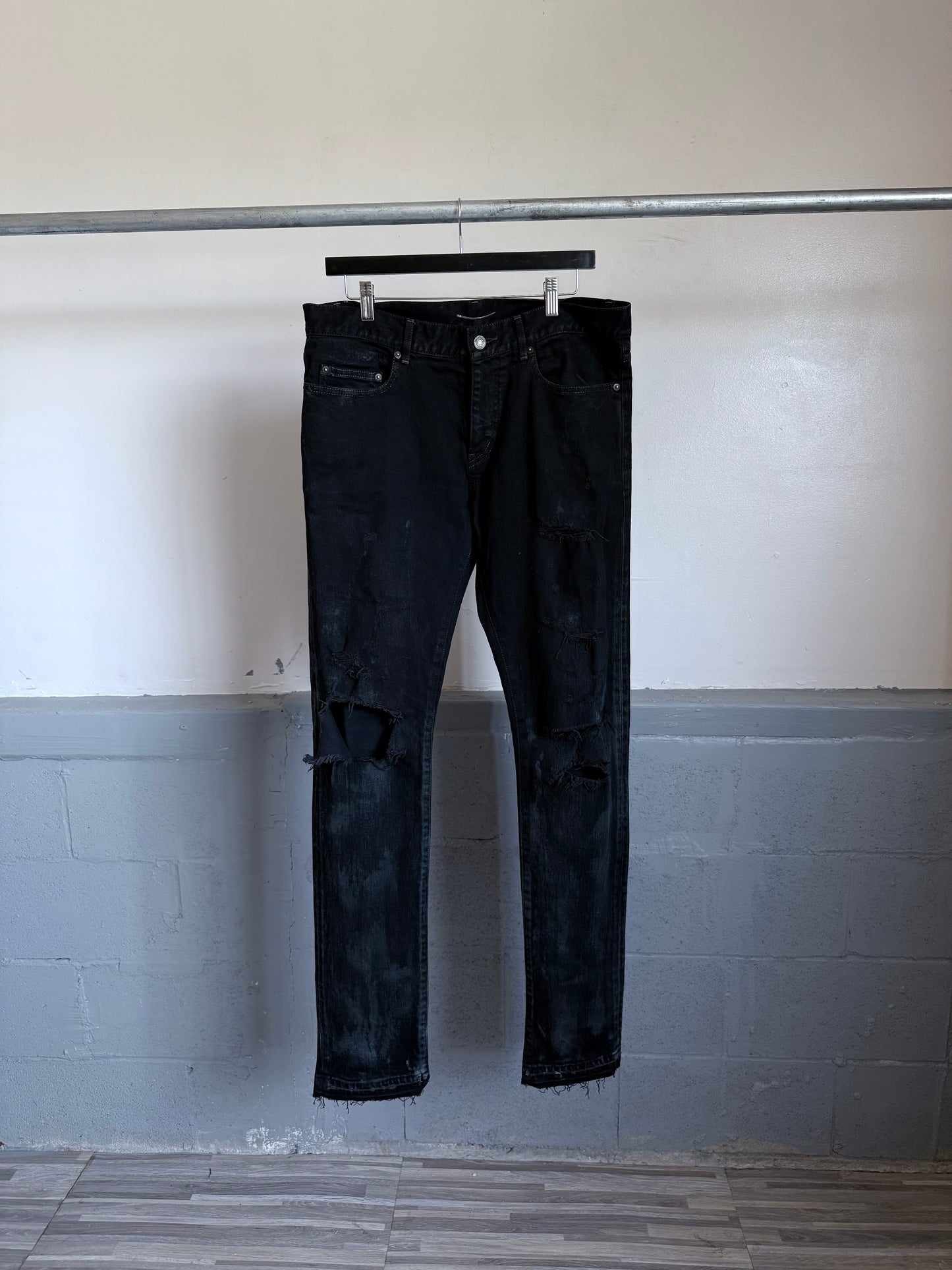 Saint Laurent FW14 Oil Spill Crash Distressed D02 Jeans