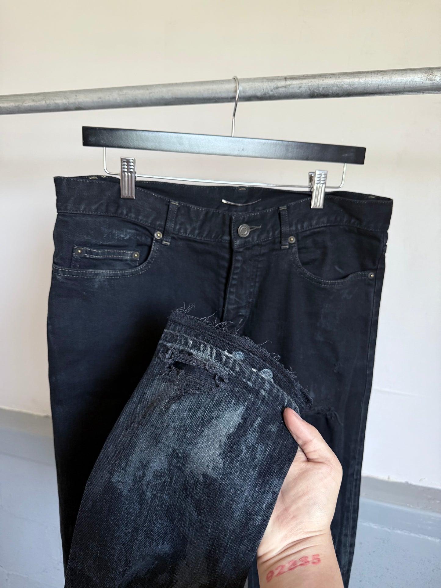 Saint Laurent FW14 Oil Spill Crash Distressed D02 Jeans