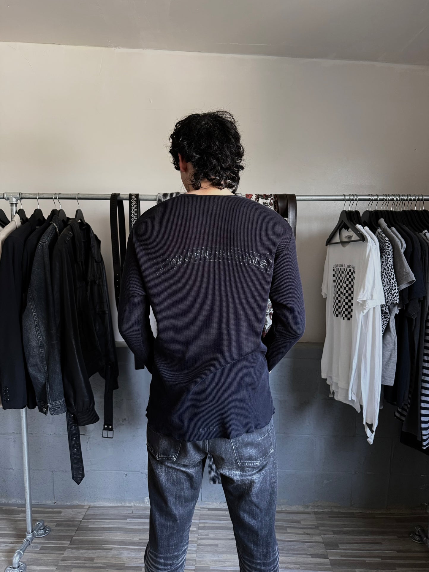 Chrome Hearts Rhodium Cross Plus Button Up Thermal Henley