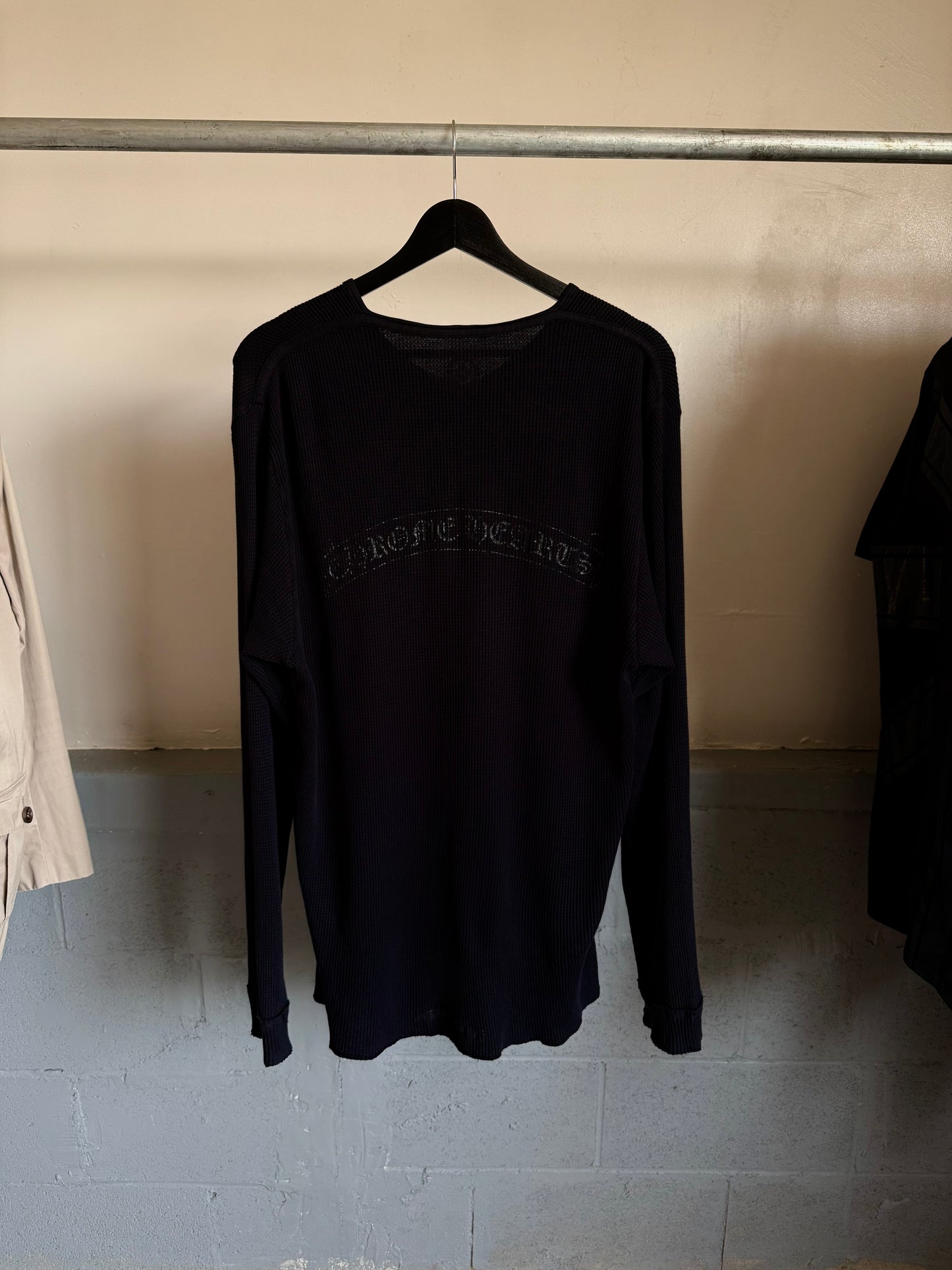 Chrome Hearts Rhodium Cross Plus Button Up Thermal Henley
