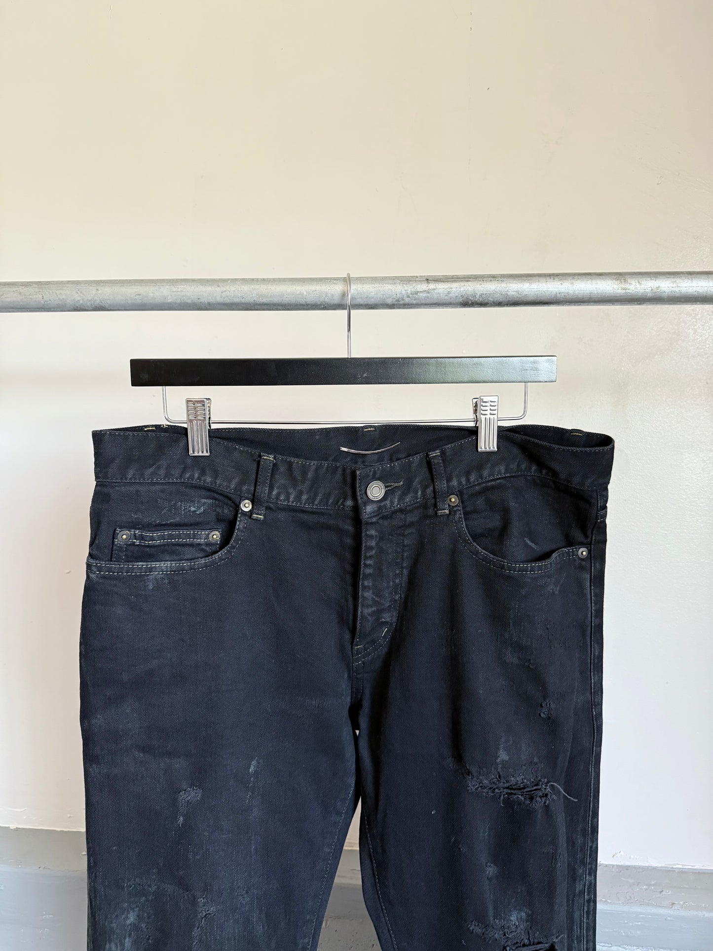 Saint Laurent FW14 Oil Spill Crash Distressed D02 Jeans