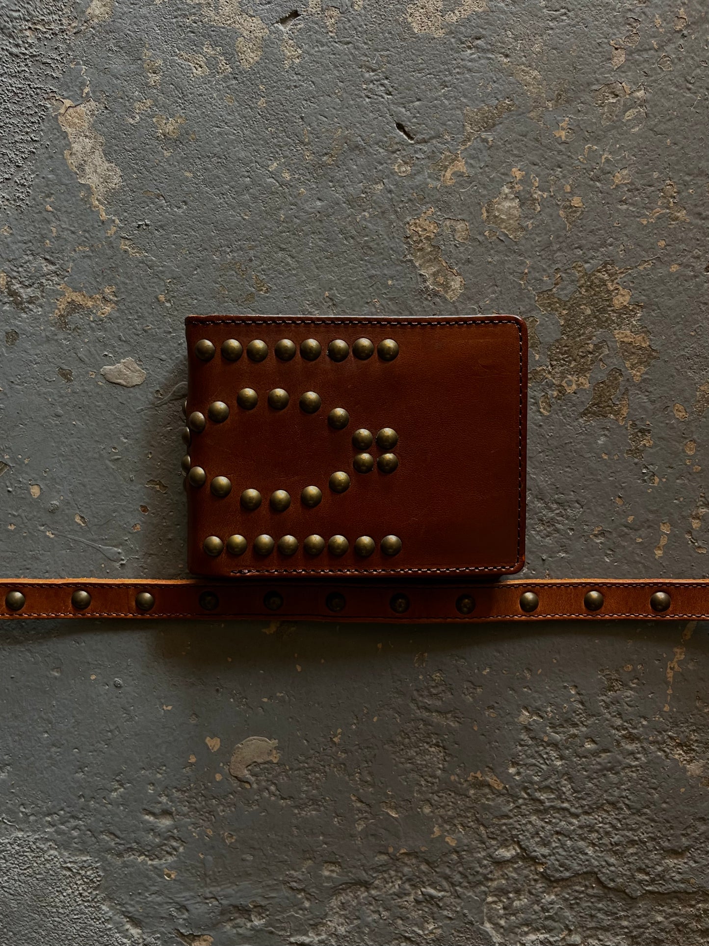 Beauty:Beast 90’s Studded Leather Wallet & Leather Chain