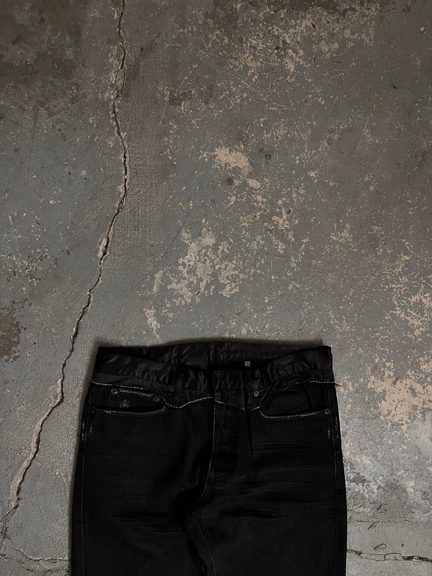 Dior AW06 “These Days Are Grey” Satin Cummerbund Jeans
