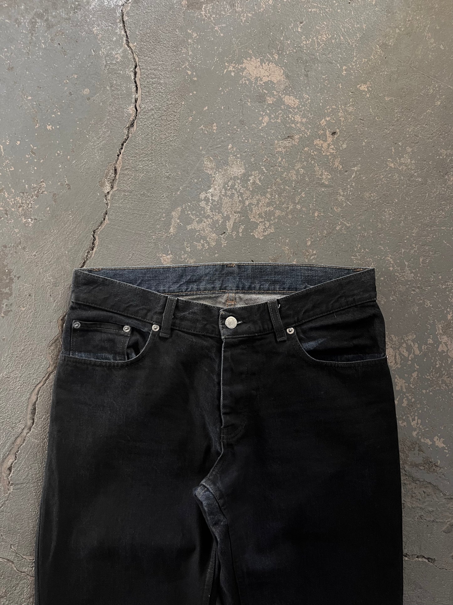 Helmut Lang SS03 Wax Coated Bootcut Jeans