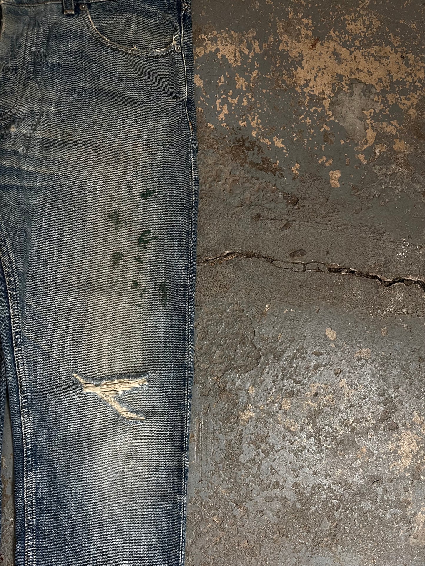 Helmut Lang SS00 Green Painter Distressed Jeans