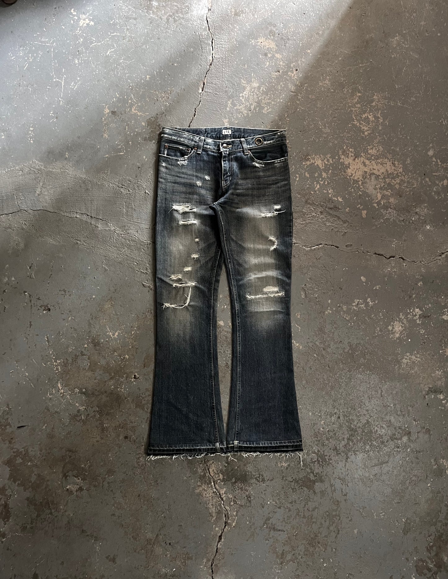 L.G.B. Distressed Wolf Cut Flared Jeans