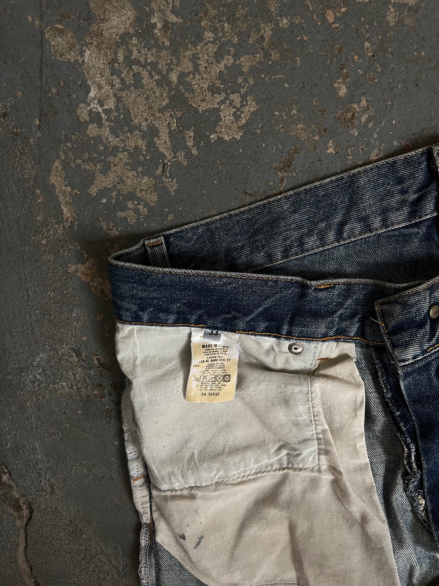 Helmut Lang SS00 Green Painter Distressed Jeans