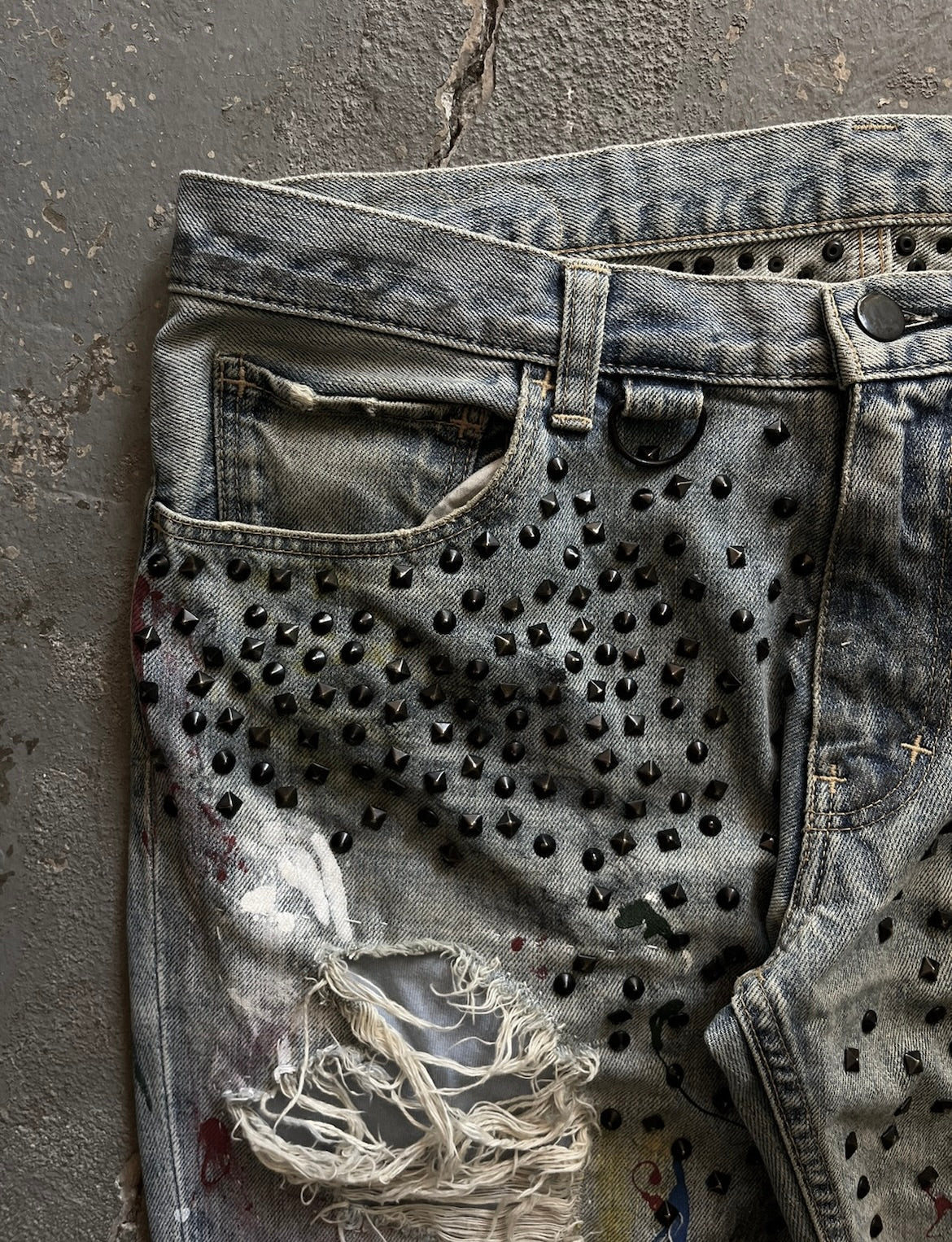 Number (N)ine SS06 Studded Painter D-Ring Jeans