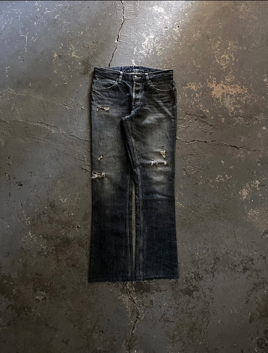Shellac Distressed Flared Jeans