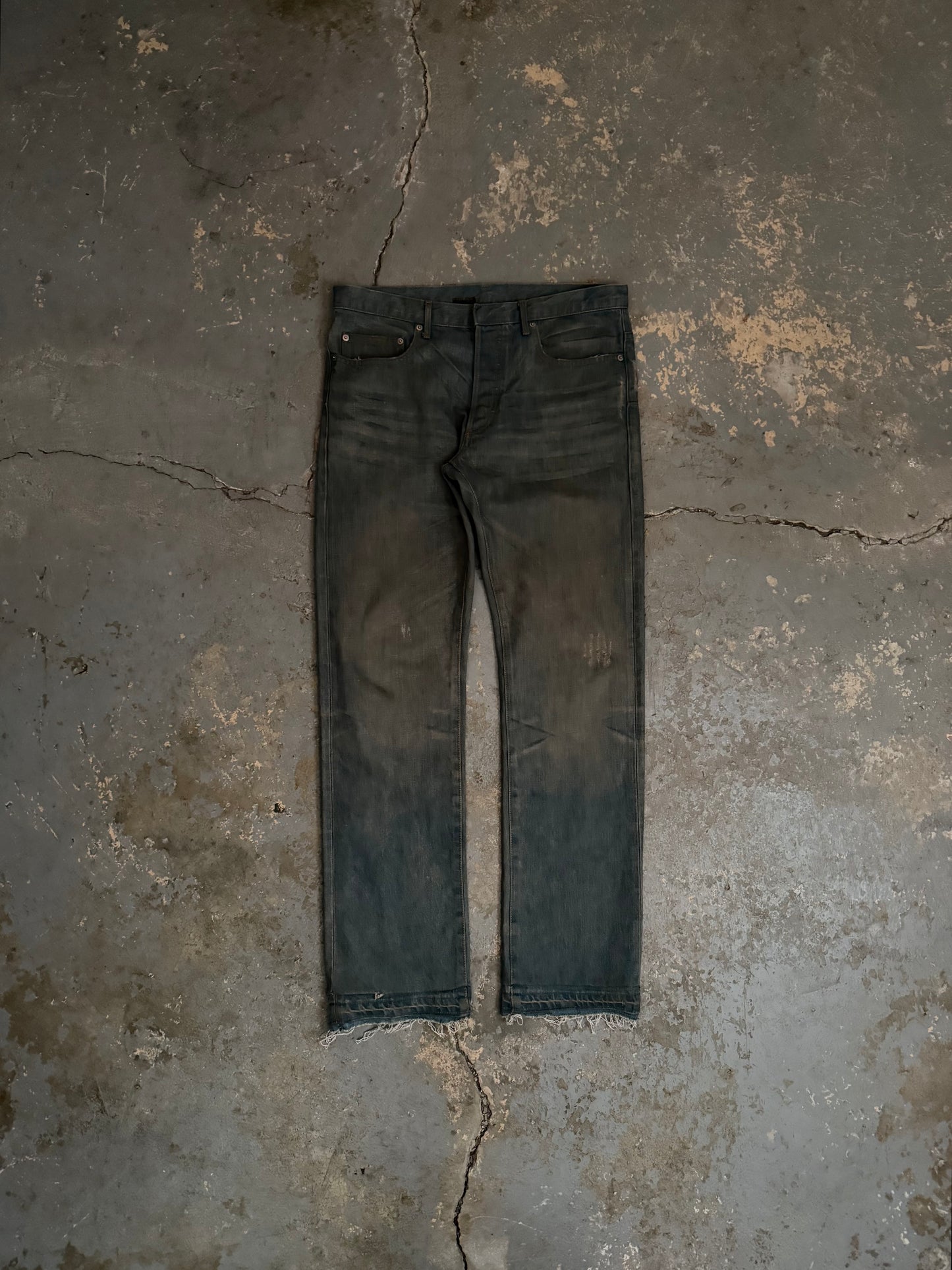 Dior SS04 “Strip” Bleu Claire Dirty Clawmark Jeans
