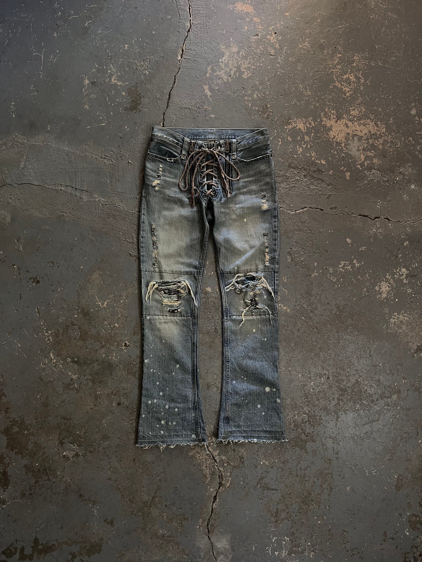 IFSIXWASNINE Mud Max Lace Studded Pierced Jeans