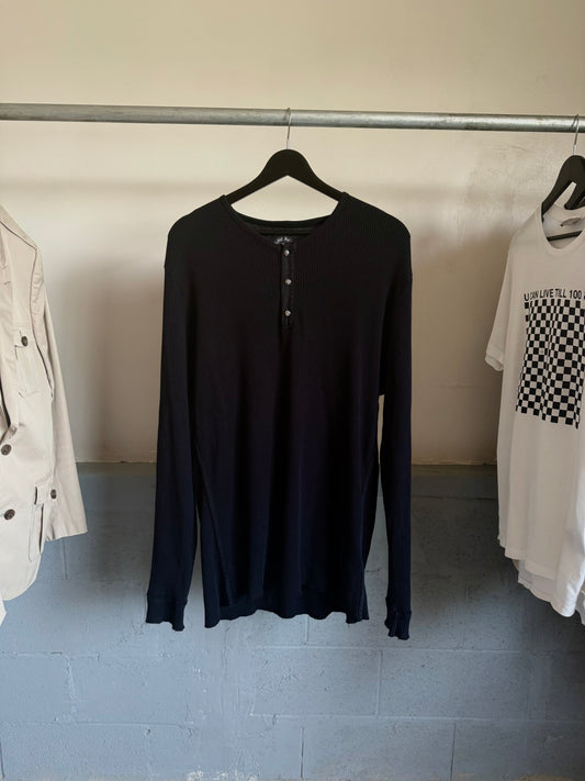 Chrome Hearts Rhodium Cross Plus Button Up Thermal Henley