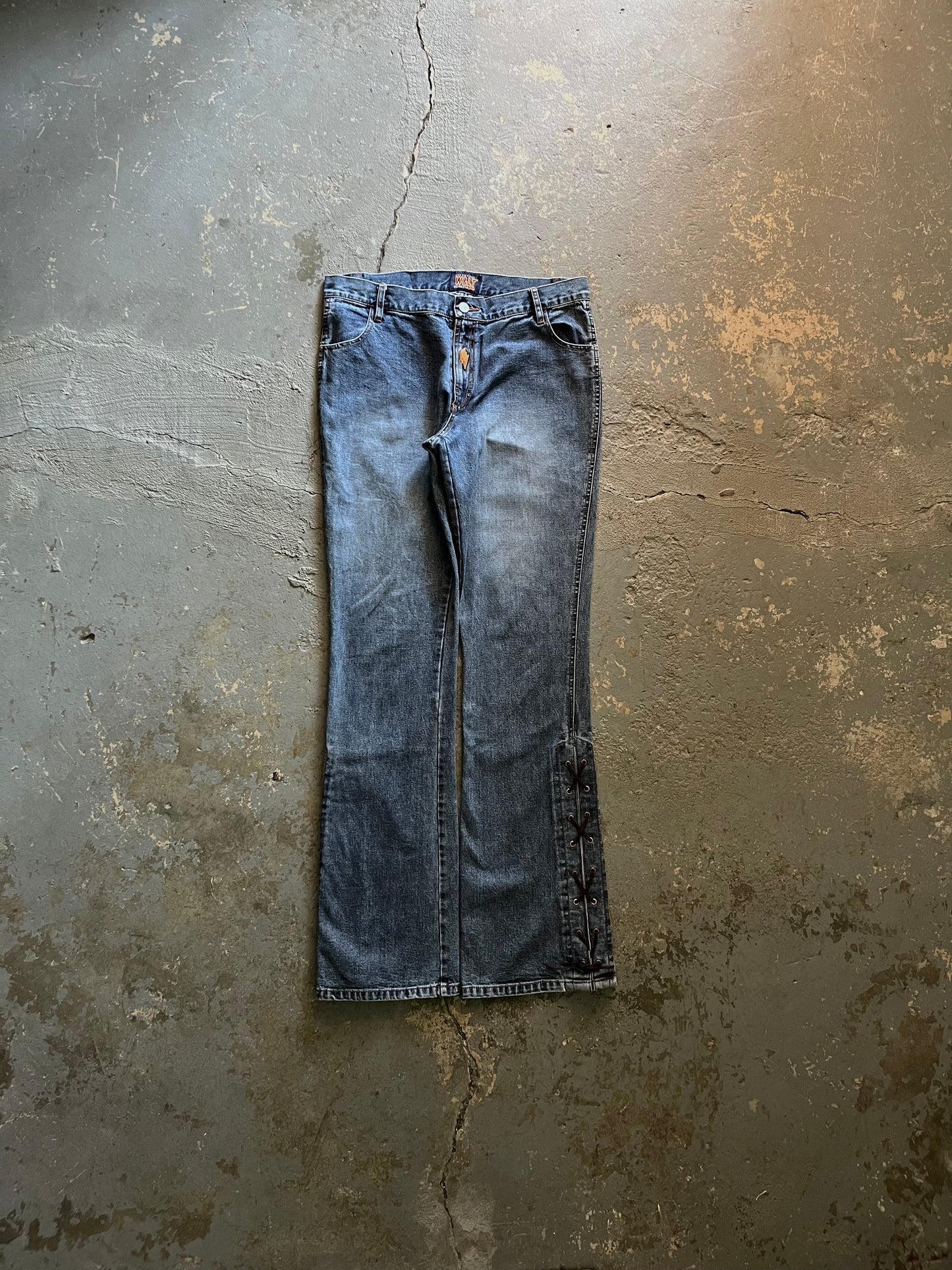 W & Lt Walter Van Beirendock Flared Lace Up Jeans