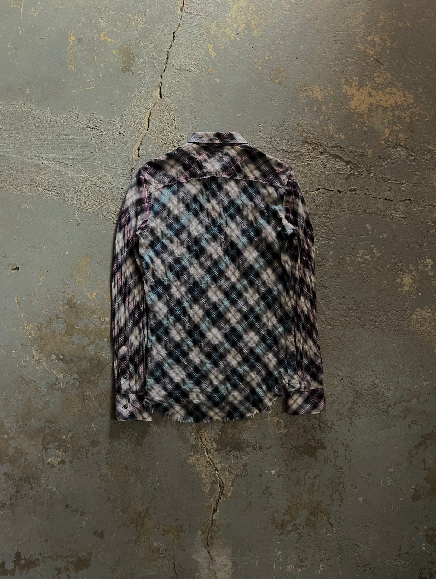14th Addiction Plaid Frayed Button Up