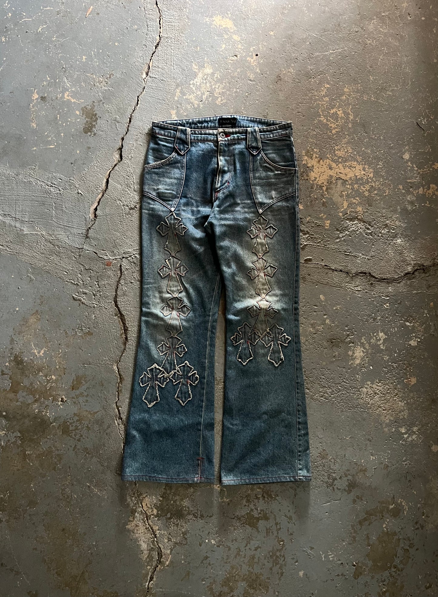 Yasuyuki Ishii Cross Patch Flared Jeans