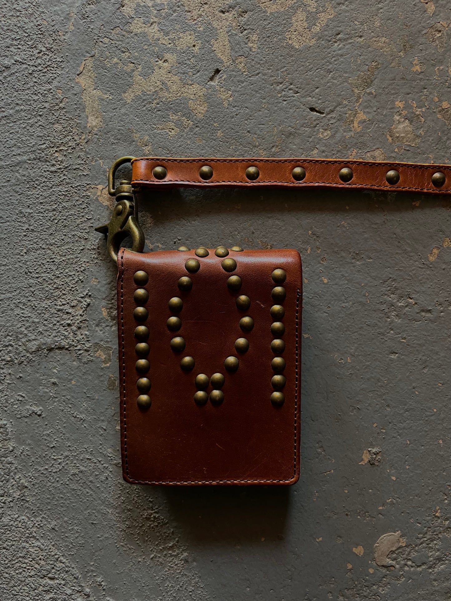 Beauty:Beast 90’s Studded Leather Wallet & Leather Chain